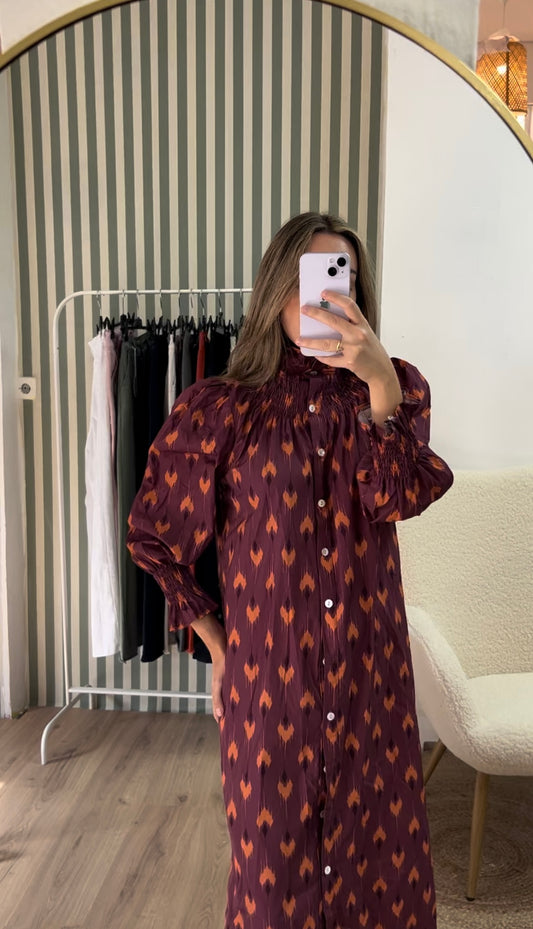 Vestido granate estampado
