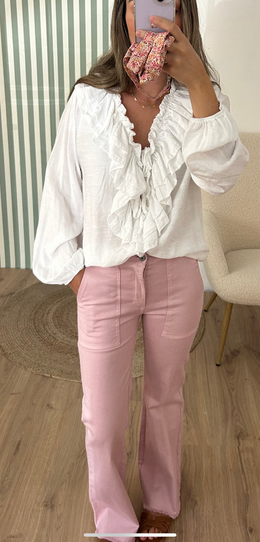 Pantalón rosa bolsillos