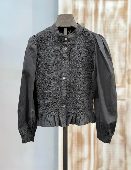 Blusa fruncida gris