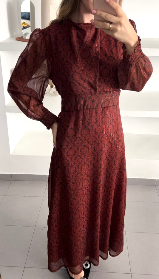 Vestido estampado color teja