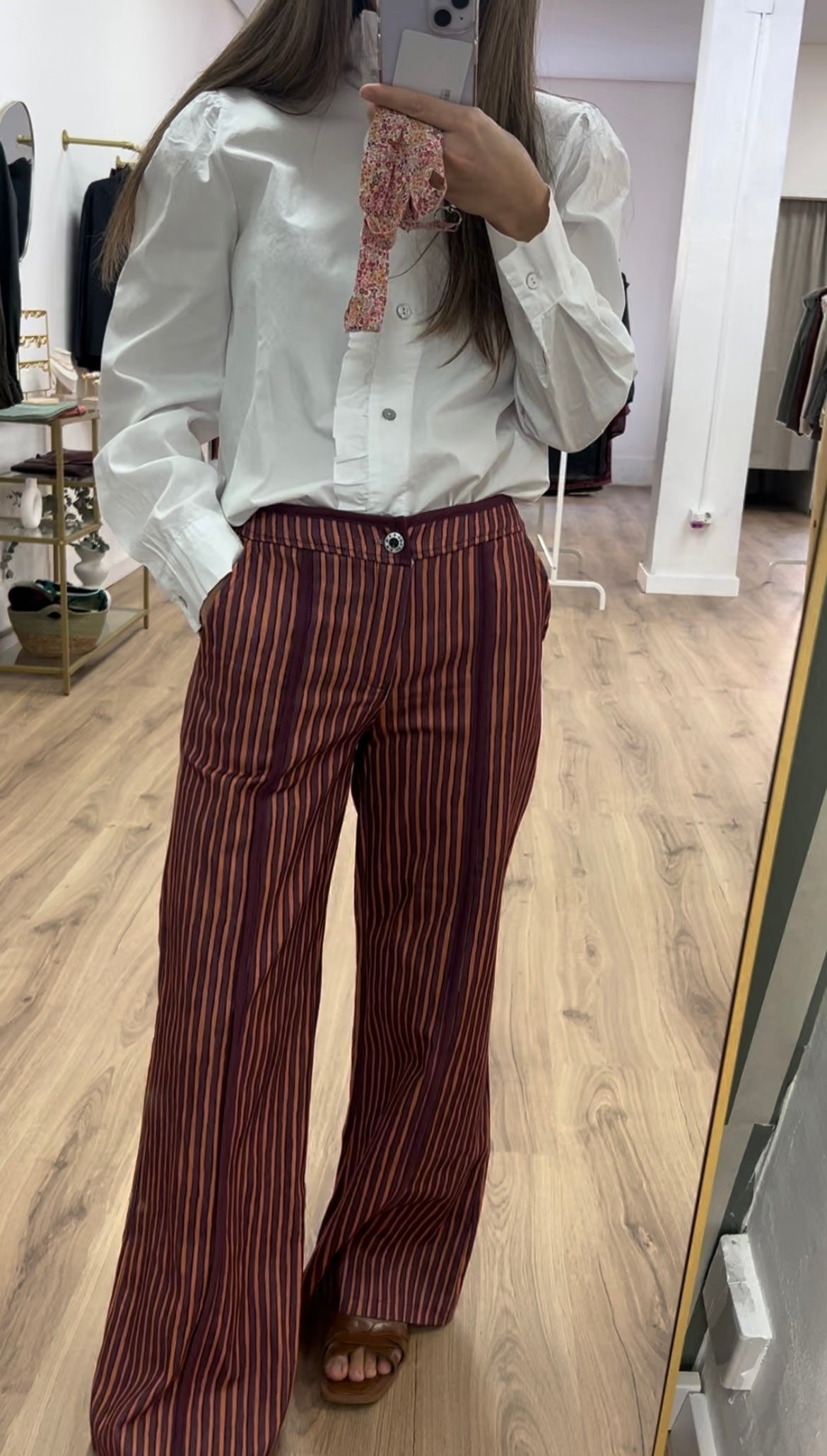 Pantalón rayas rosa y naranja