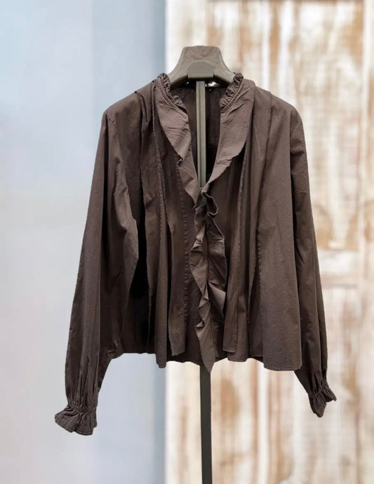Blusa volante marrón chocolate