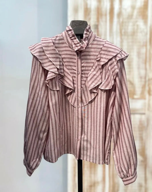 Blusa volantes rosa