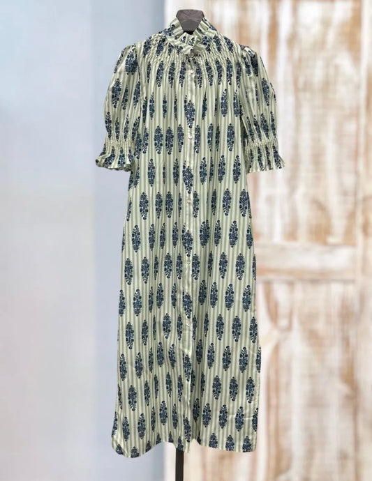 Vestido verde estampado rayas