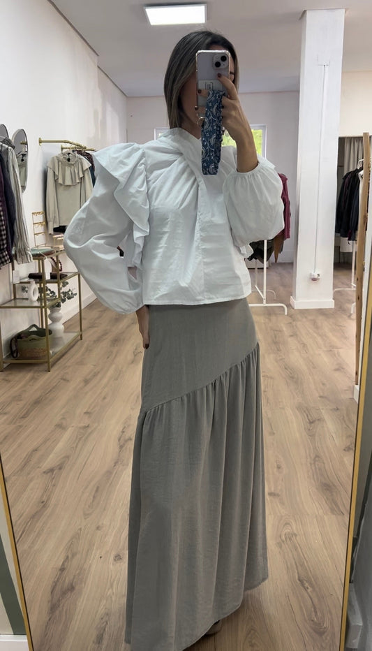 Falda gris-beige