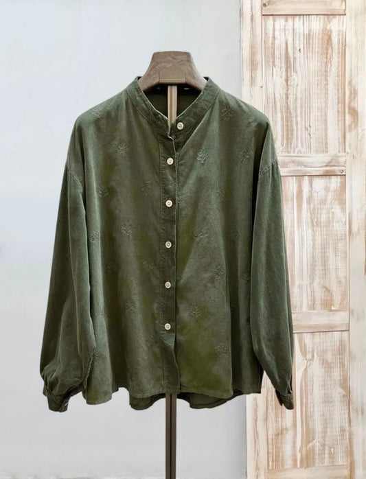 Camisa verde bordada pana