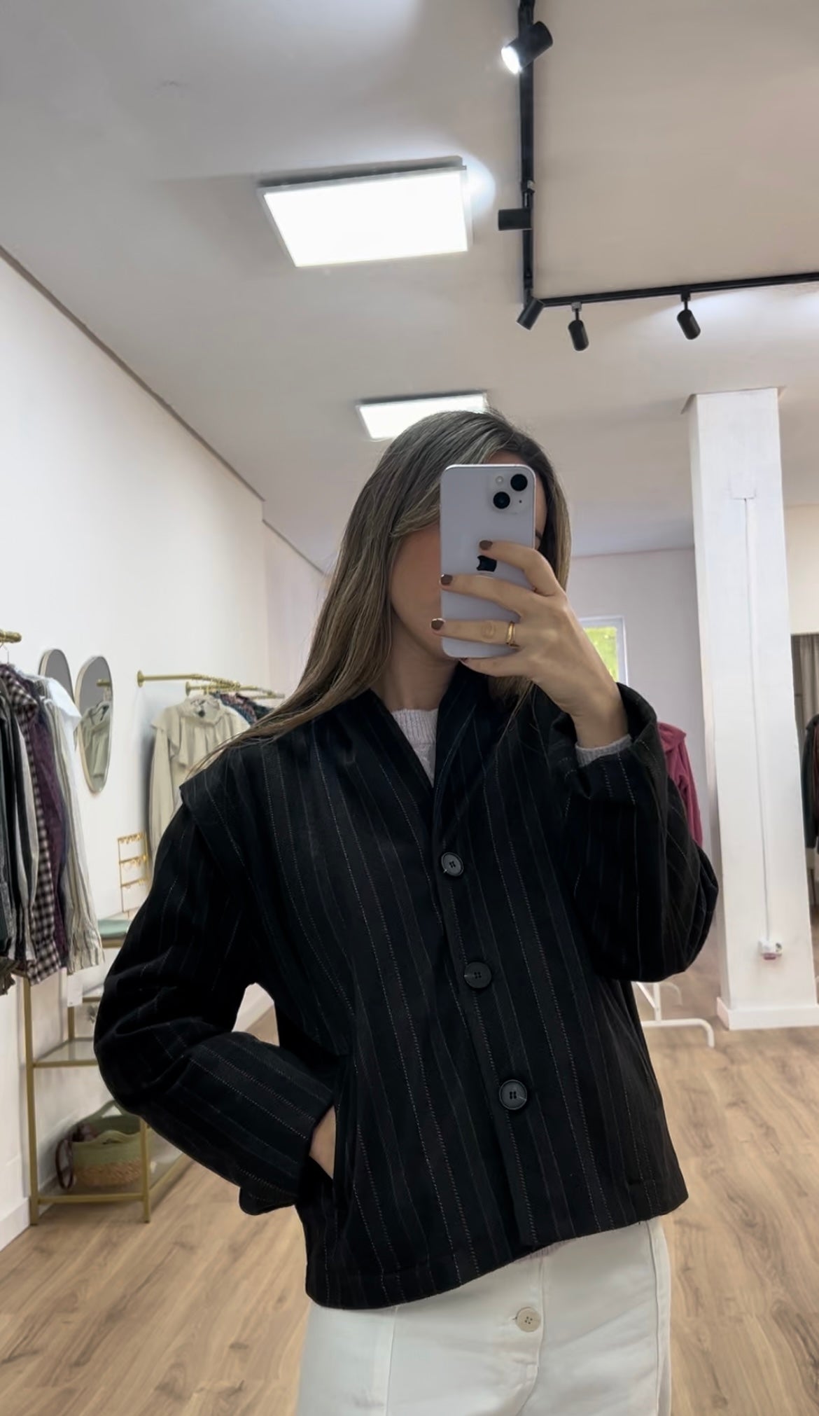 Chaqueta rayas gris y negra