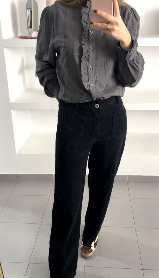 Pantalón pana bolsillos negro