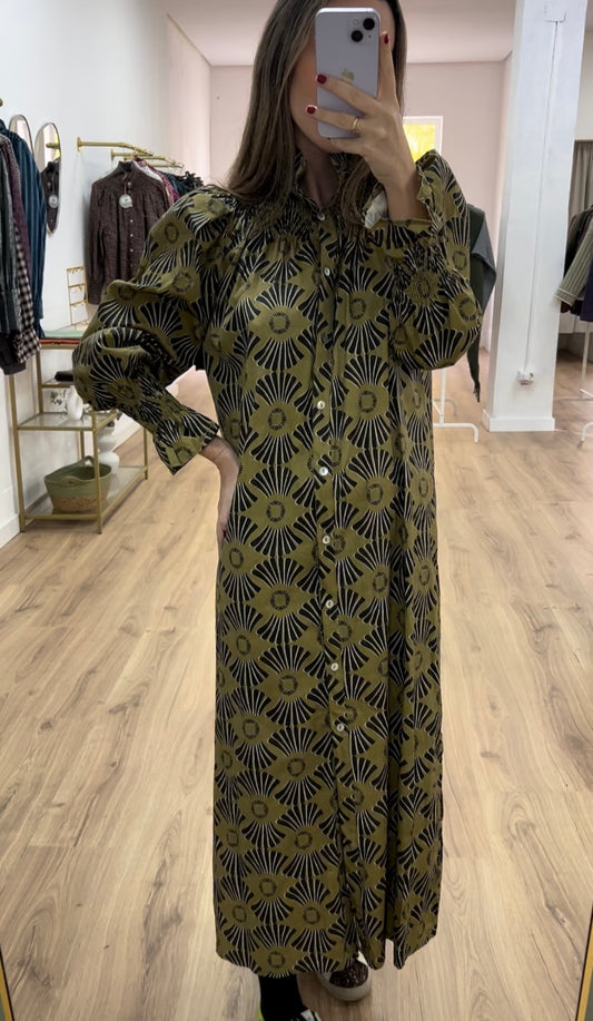 Vestido fruncido estampado