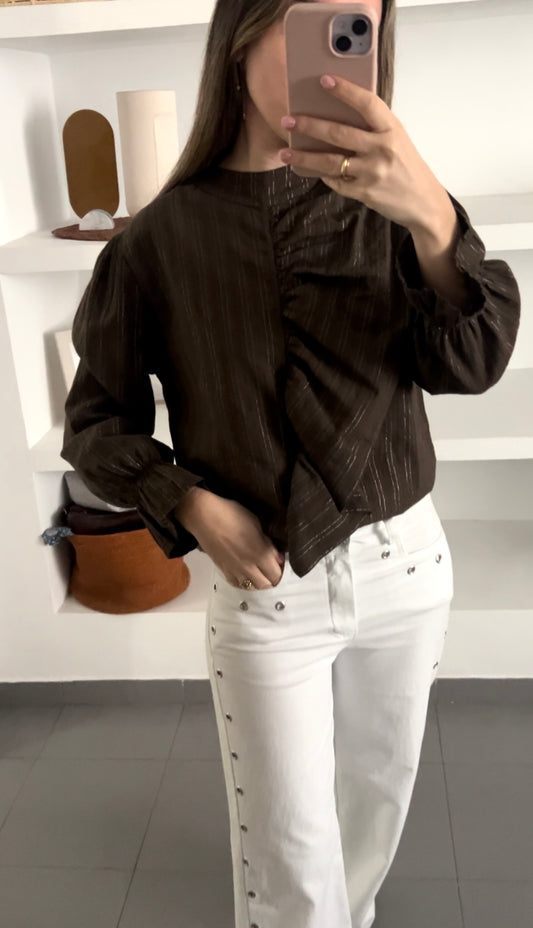 Camisa marrón brillo