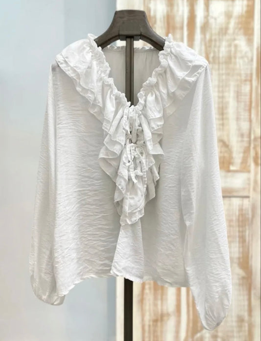 Blusa blanca volantes