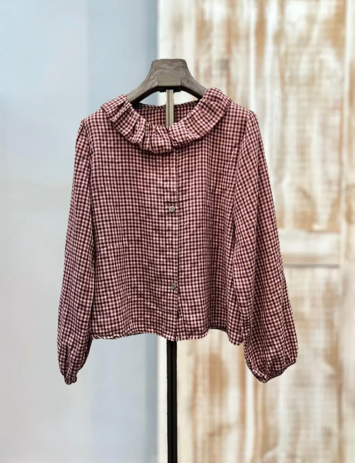 Blusa cuadros volante