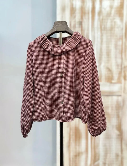 Blusa cuadros volante