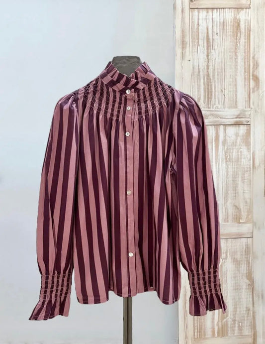 Blusa rayas rosa y morada