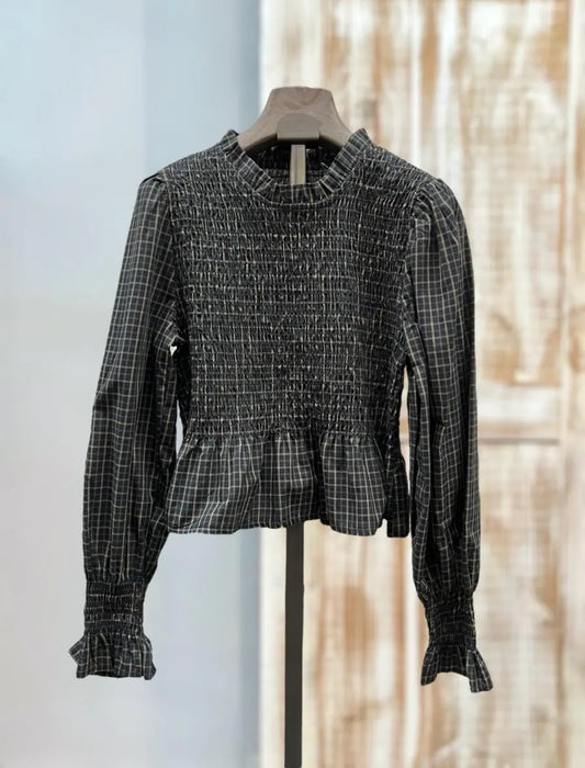 Blusa panel nido de abeja cuadros