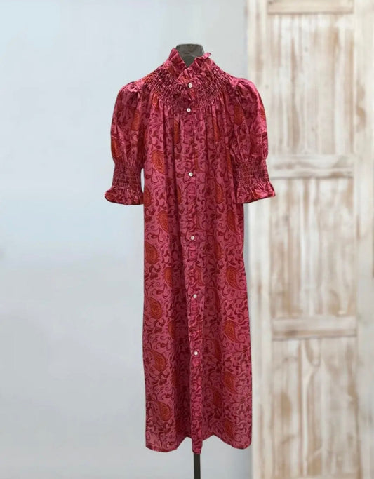 Vestido estampado fruncido