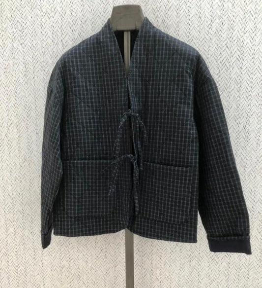 Chaqueta acolchada cuadros azul marino