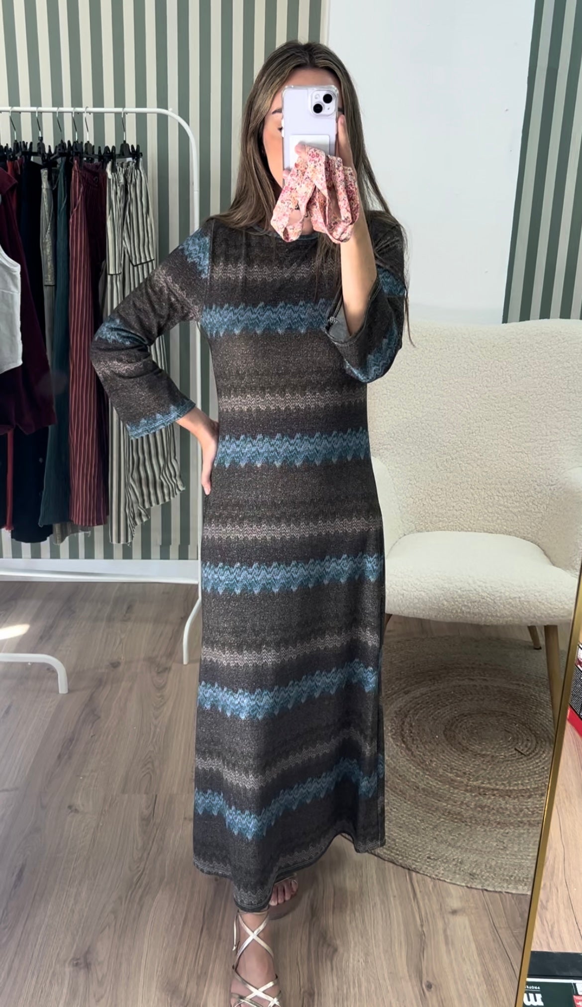 Vestido estampado brillo verde