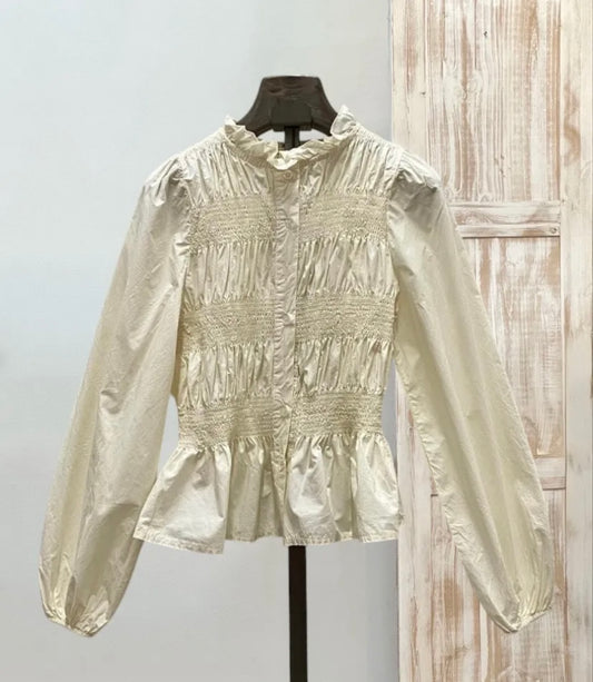 Blusa beige fruncida