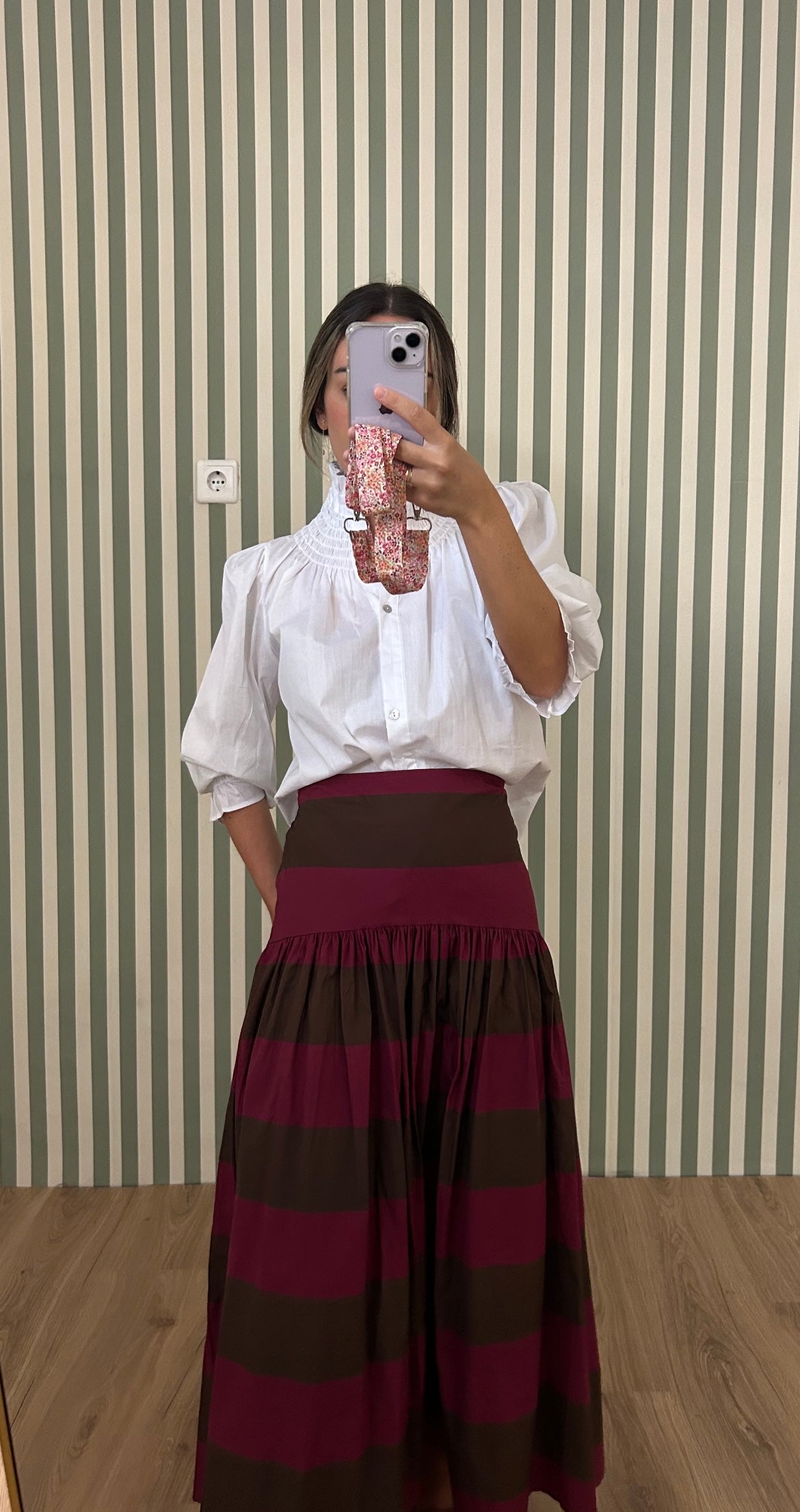 Falda rayas fucsia y marrón