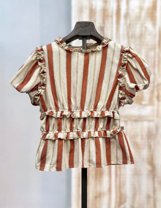 Camisa estampada rayas volante
