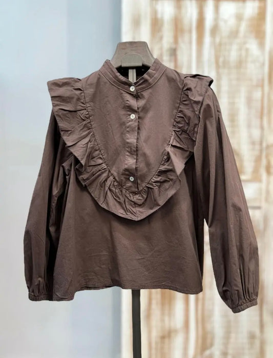 Blusa volante marrón