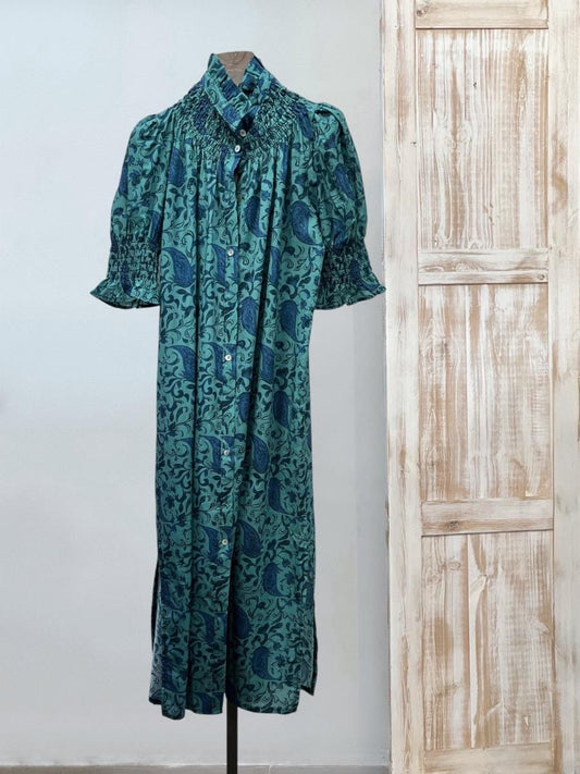 Vestido fruncido estampado